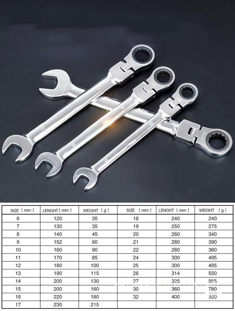 Adjustable Gear Ratchet Wrench Set with Canvas Hanging Bag