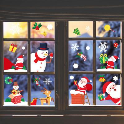 Ornament Christmas Home Snowman Window Decoration Window Stickers Christmas Stickers Santa Claus