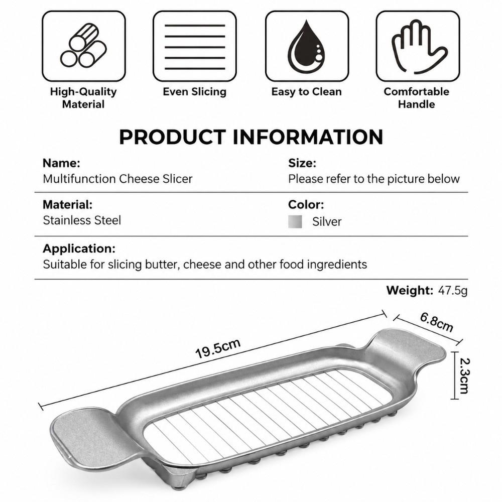 Stainless Steel Butter Slicer & Cheese Cutter 2-in-1 Cheese Slicer Wire Butter Slicer  Quick Prep
