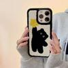 Housse de téléphone en peluche dessin animé noir d'hiver pour iPhone 14 13 12 11 15 16 Pro Max Tissu chaud Fourrure antichoc Souple Couverture TPU