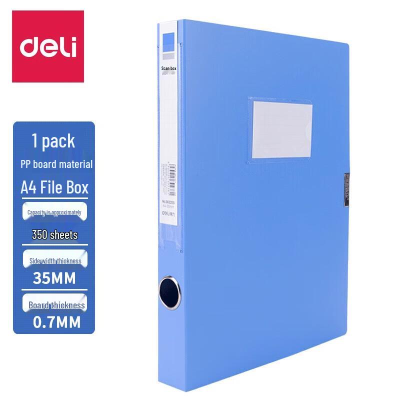 Deli 35mm A4 Plastic Hook & Loop File Box