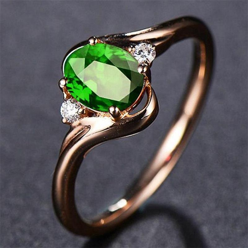 Adjustable Rose Gold Ring with Multicolor Crystals & Zircon Gems - Engagement Jewelry