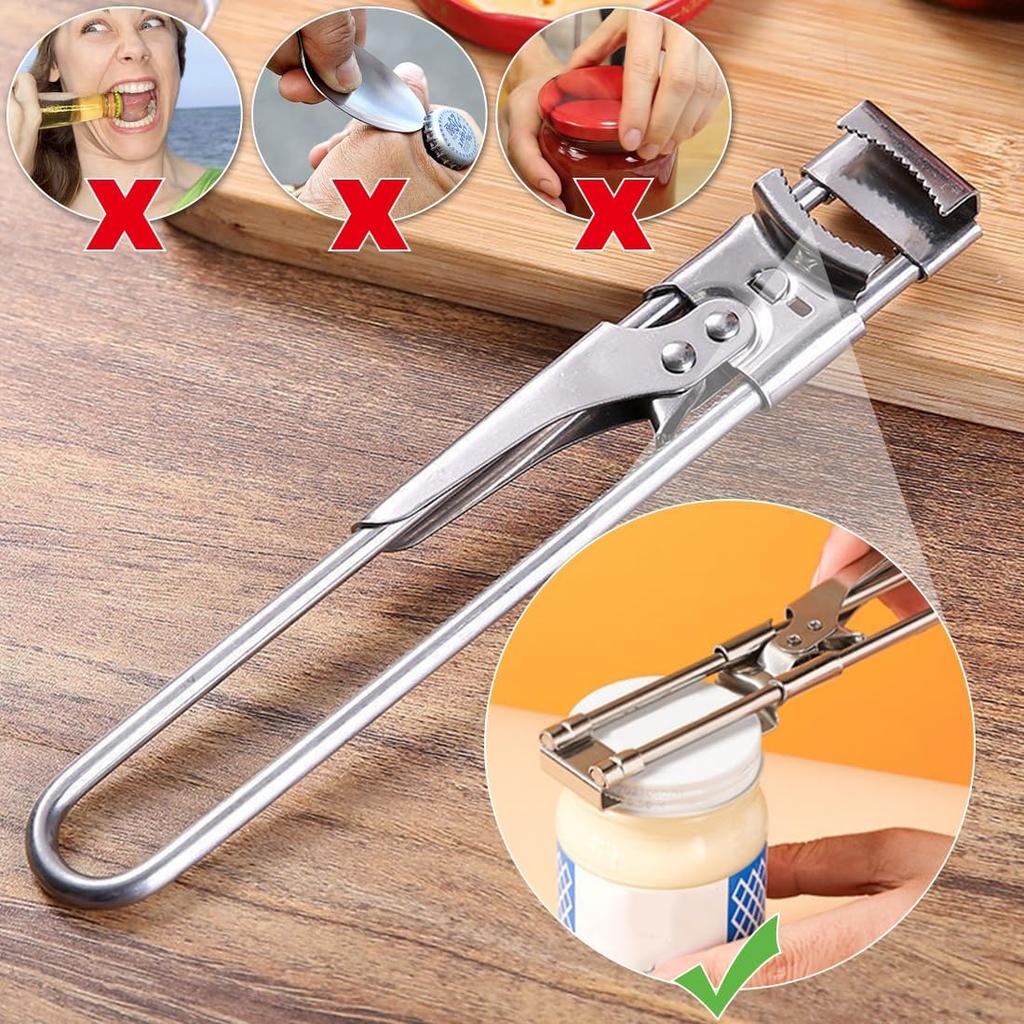 Adjustable Multi-Function Bottle Cap Opener Stainless Steel Lids Off Jar Opener Labor-Saving Screw Can Opener For Kitchen Tools