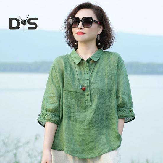 Maglietta da donna con risvolto, bottoni, scollo a mezza manica, pullover, top con stampa jacquard, tinta unita, vestibilità ampia, sottile