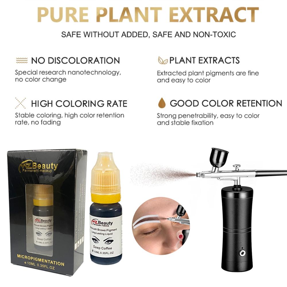 Eyebrow Tint Airbrush Hybrid Pigment Kit with Auxiliary Stickers And Brush for Dye & Tint Mapping Tattoo Supply Microblading