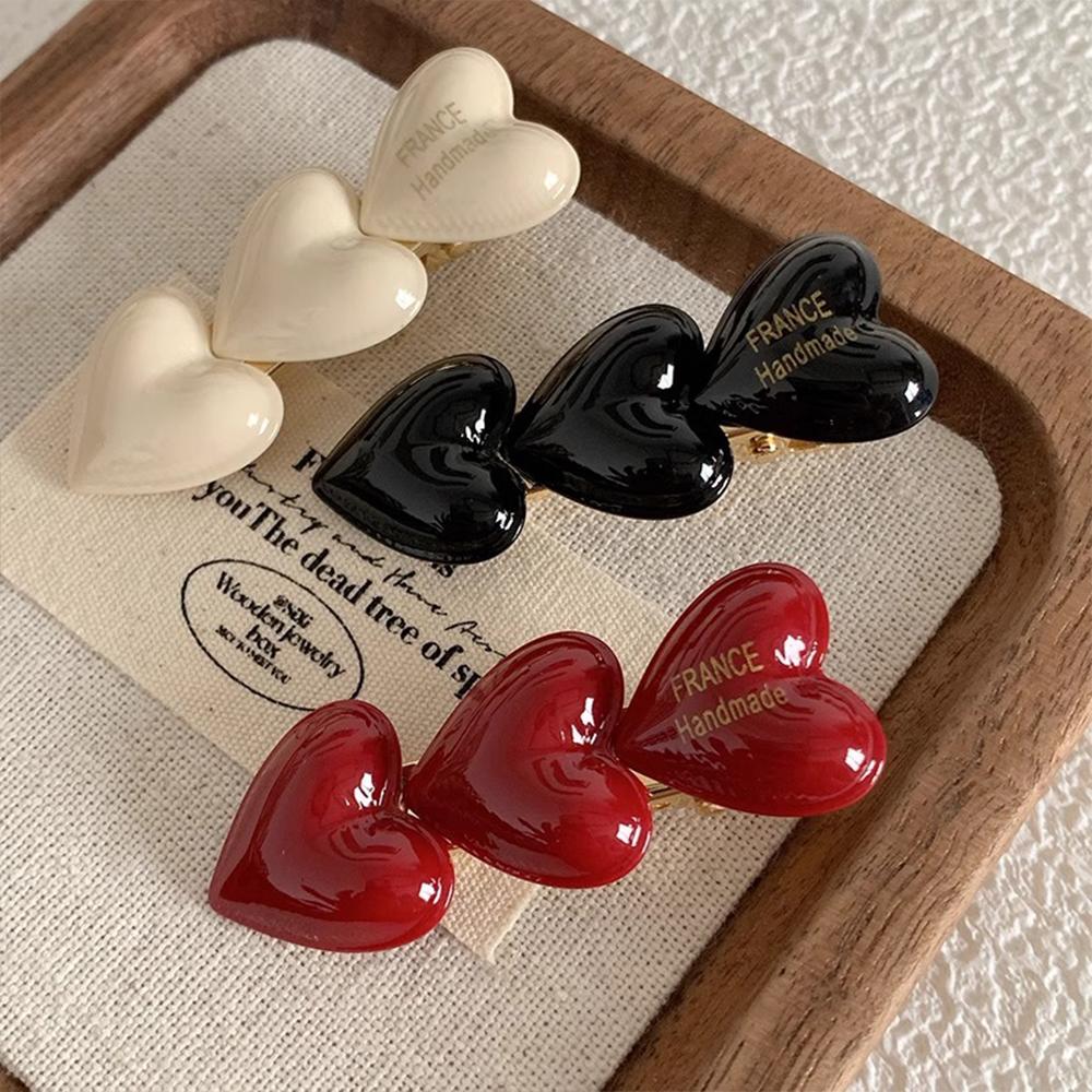 Three Little Hearts Duckbill Clip Peach Heart Girls Hairpins Fashion Hair Clip  for Women Girls