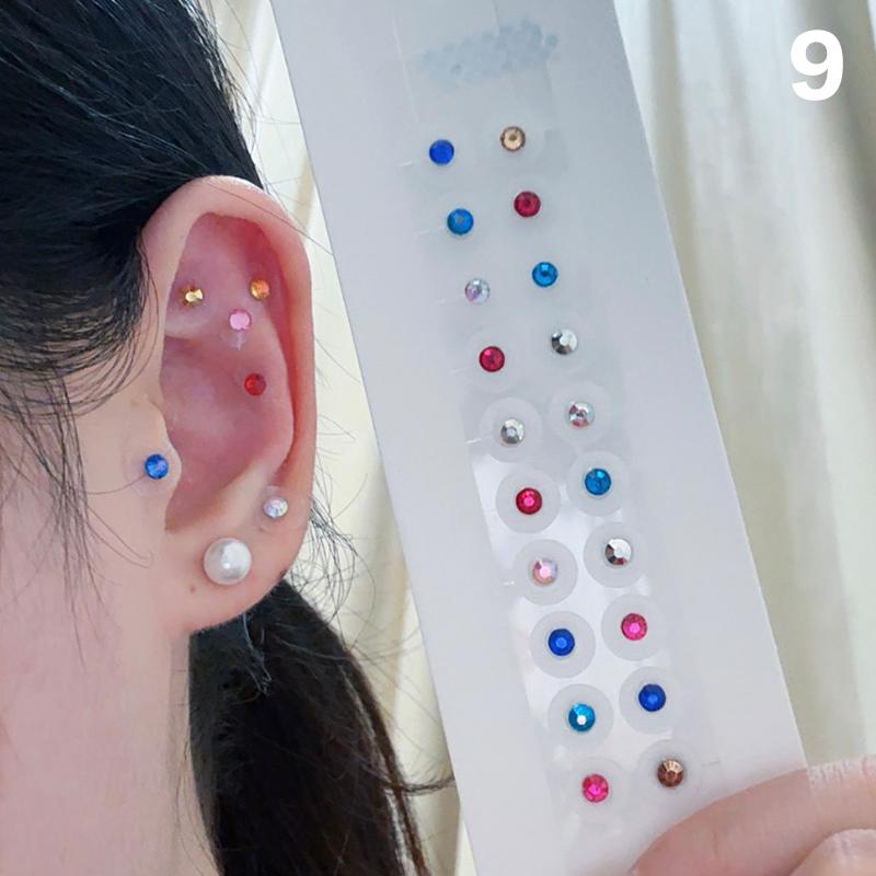 Fashion Bowknot Colorful Rhinestone Pearls Ear Point Stickers Ear Pressure Stick Acupuncture Auricular Ear Stickers Massage