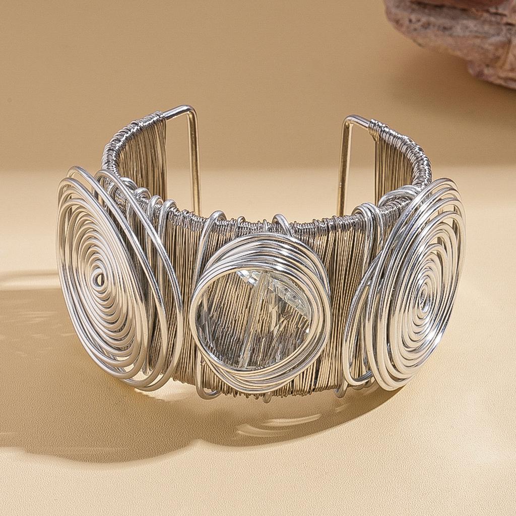 Metallic multi-layer winding open bracelet fashion geometric bracelet jewelry
