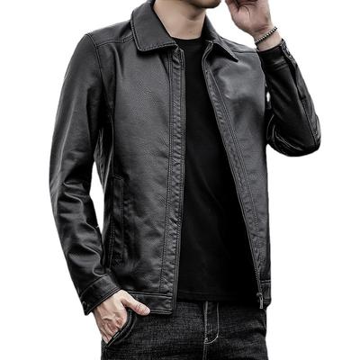 Men's Leather Jacket, Middle-aged Leather Jacket, Men's PU Leather Lapel Jacket, Business Men's Clothing