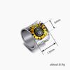 Retro Wide Version Ring, Male And Female Couples Sunflower Pattern Ring, Sun Creative Ring