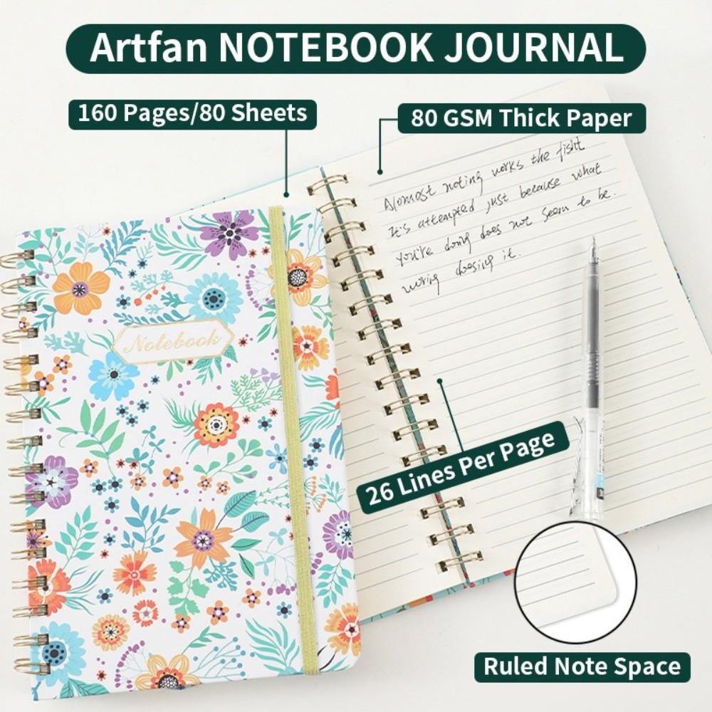 160 Pages Hardcover Spiral Diary A5 Artfan Notebook Journal Spiral Notebook  Office School Supplies