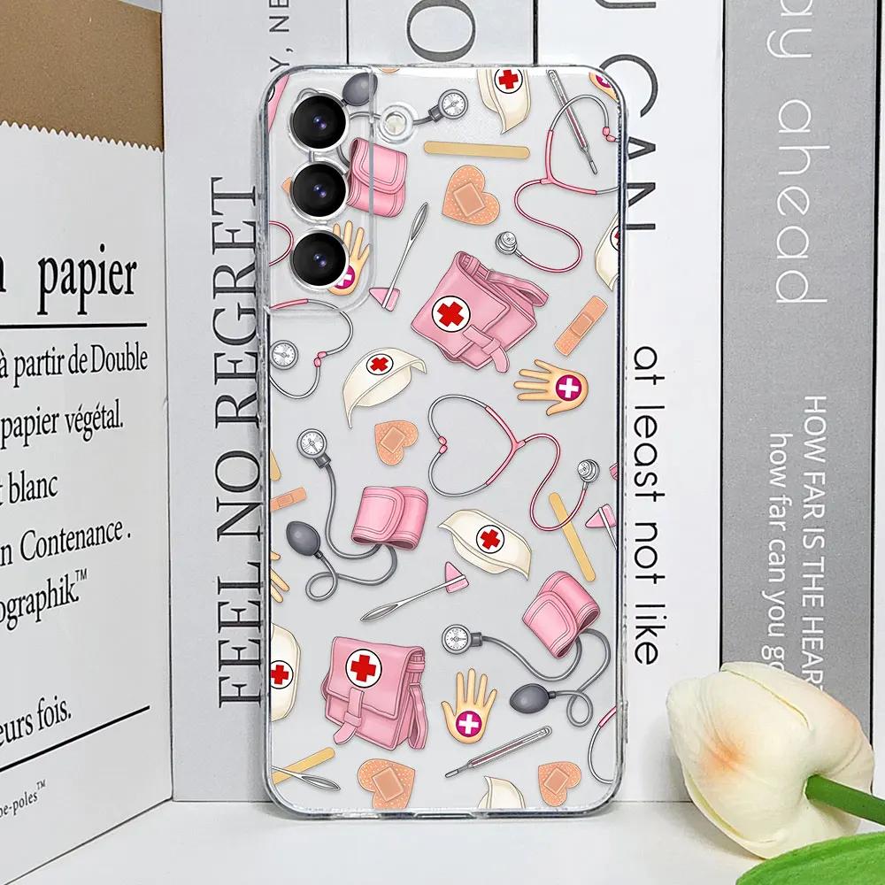 

Cartoon Medicine Doctor Nurse Phone Case for Samsung Galaxy S25 S24 S23 Ultra S22 Plus S21FE Transparent Soft Cover Fundas Coque For Samsung S23