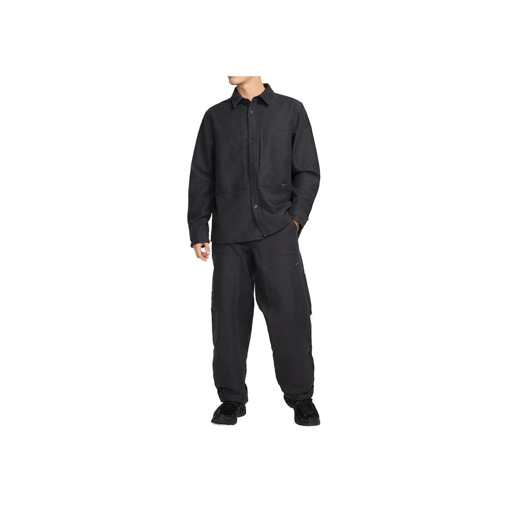 Nike Swoosh Solid Color Breathable Long Sleeve Shirt Men Shirts Black FB7743-060