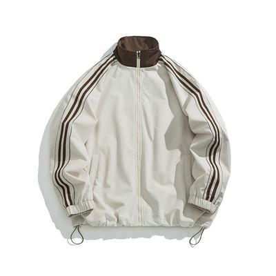 Spring and Autumn New Men's Jacket Teen Thin Loose Three-Bar Sports Hooded Top Windproof Jacket