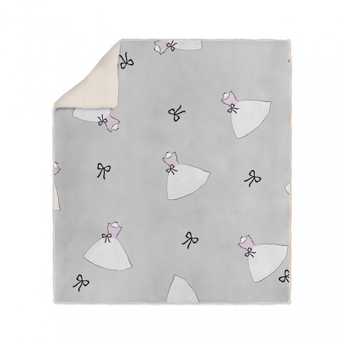 ANAIS Grey Printed Microfiber Sherpa Fleece Blanket 110x170 Cm, by Soleil D'ocre