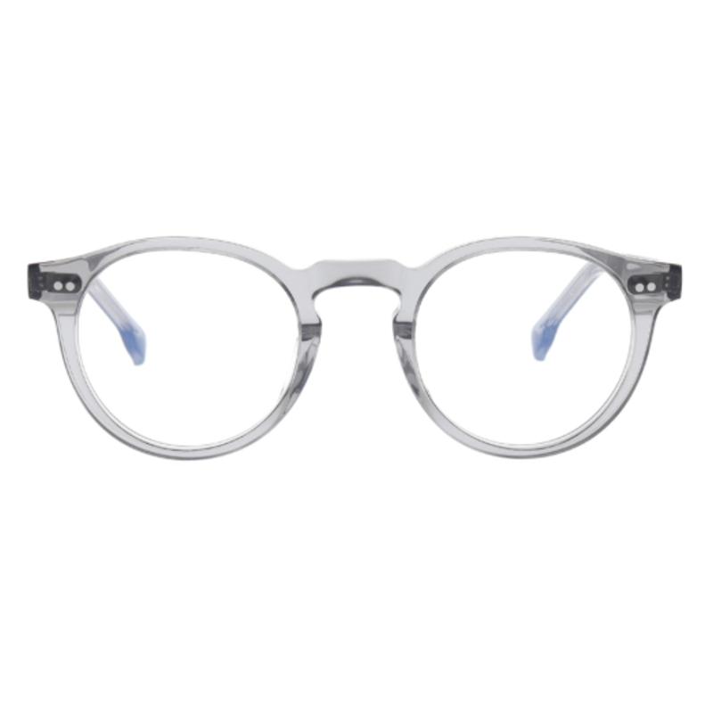 Aloeyewear [ALOXROUNZ] AR7003A C2 Vintage Frame Round Transparent Gray Horn-Rimmed Glasses