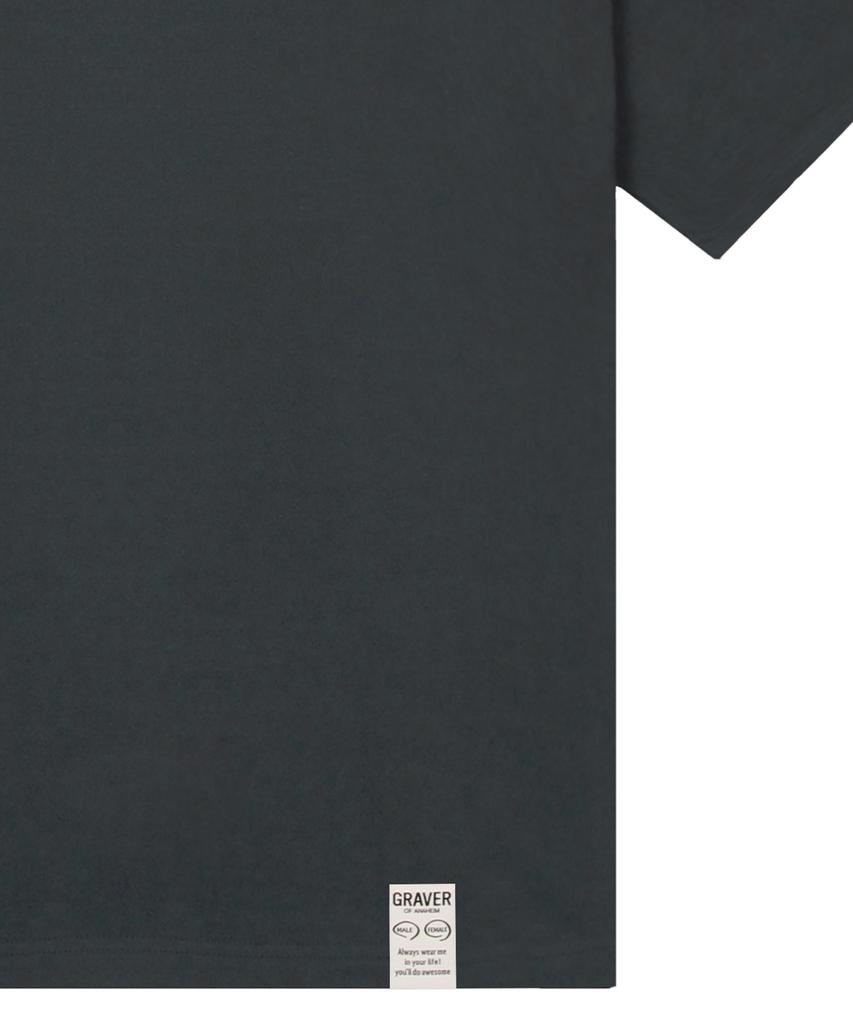 GRAVER [Unisex] Small Multiflower Drawing Smile Short Sleeve T-Shirt_Charcoal