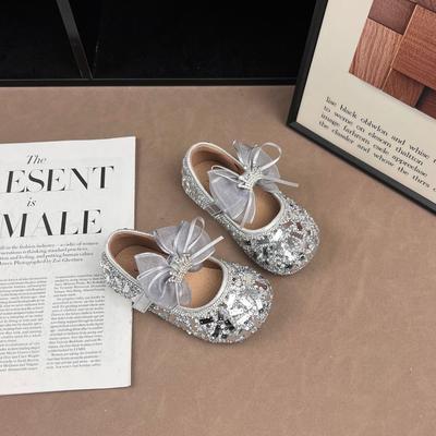 Mädchen Pailletten Schleife Prinzessin Schuhe: Frühling/Herbst 2026, Rutschfeste, Dünnsolige Ballerinas für kleine Mädchen