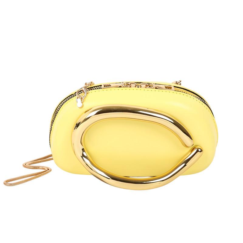 Ein Schulter Handtasche Damen einfarbig große Kapazität Damen neu trendig Metallgriff personalisierte Dinner Kette