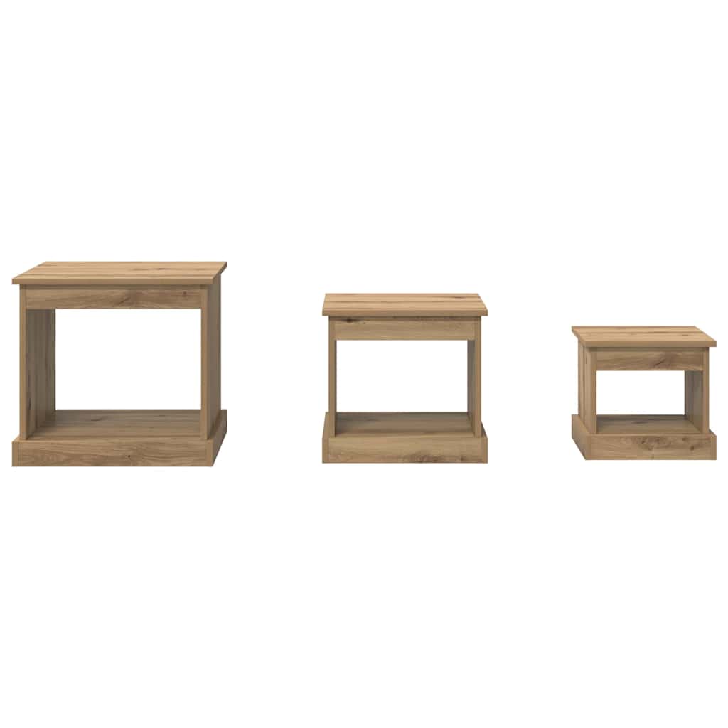 Coffee Table Set of 3 Artisan Oak 48 X 45 X 45 Cm Engineered Wood