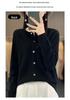 Korean Style Loose Wool Cardigan for Women - 100% Pure Wool, Fine Knit, Round Neck Sweater