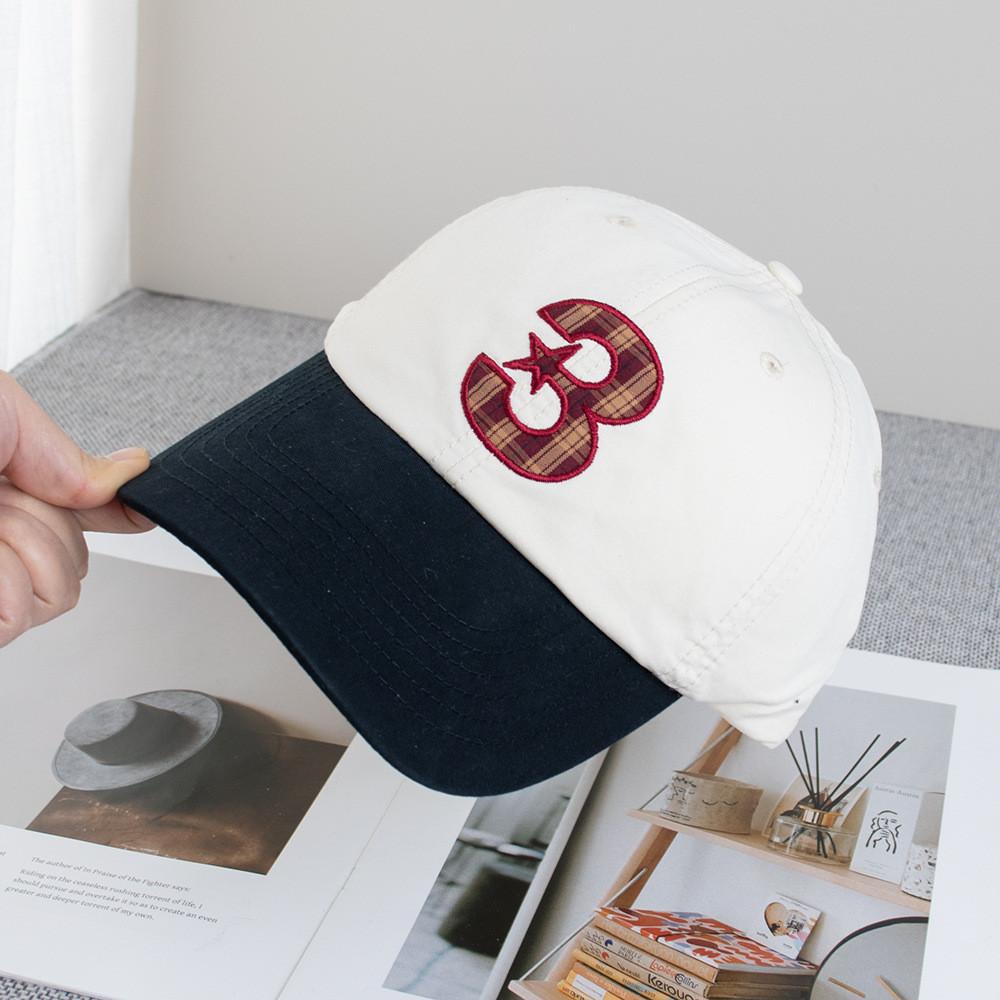 Korean Ig Style Plaid Embroidered Baseball Cap With Adjustable Fit For Casual Wear