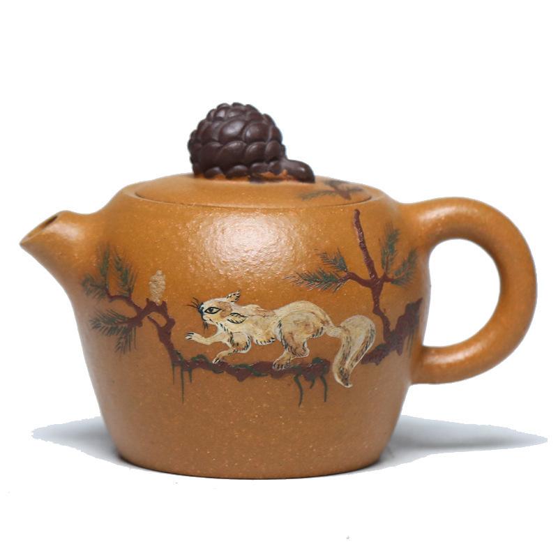 

190 мл Исинские фиолетовые глиняные чайники, аутентичные, ручной работы, необработанная руда, горшок для чая с горной глиной, чайник с беличьей крышкой, китайский чайный набор «Цзыша», подарок