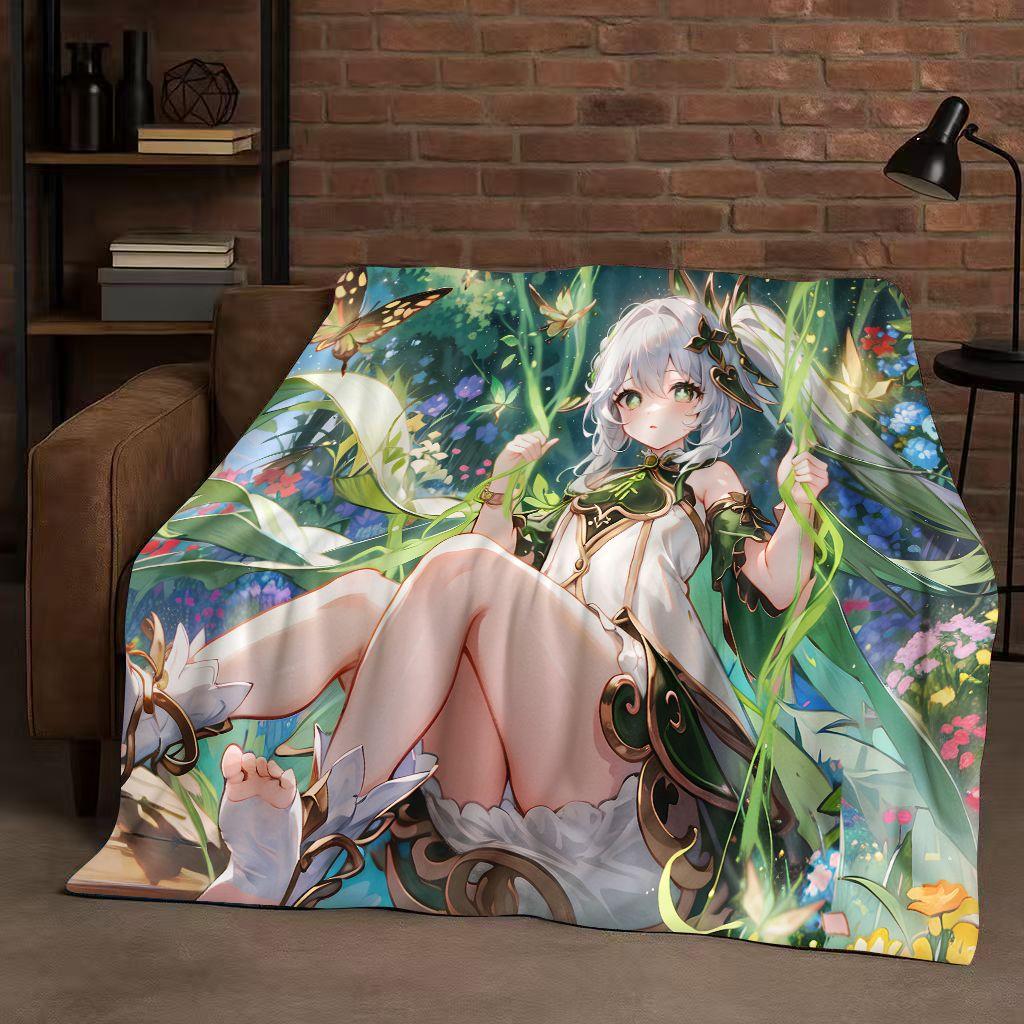 3D Genshin Impact Game Cartoon Flannel Blanket,Ultra Soft Warm Plush Throw for Home Bedroom Bed Sofa Cover Picnic Girl Gift