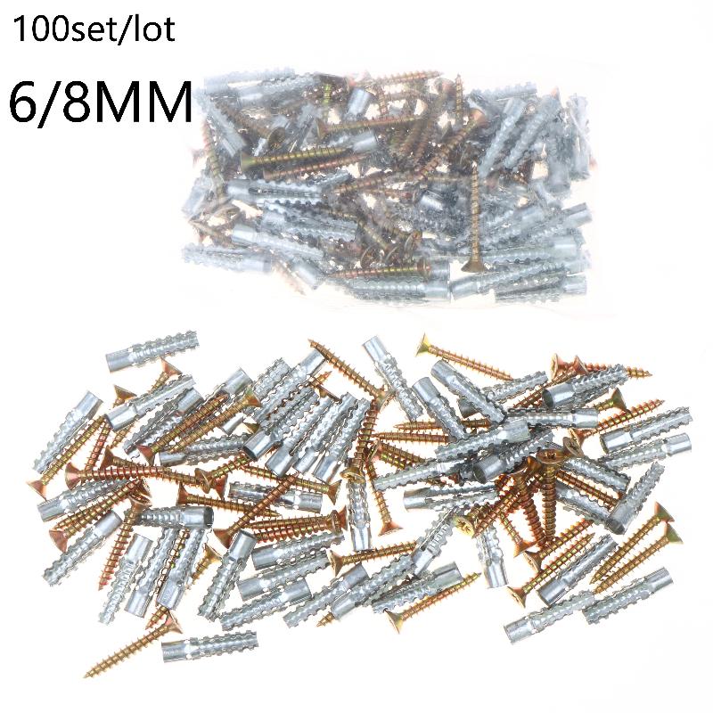 100Set 6/8Mm Wall Anchors And Screws Set Metal Expansion Plug And Self Tapping Screws Kit For Concrete Drywall Mounting