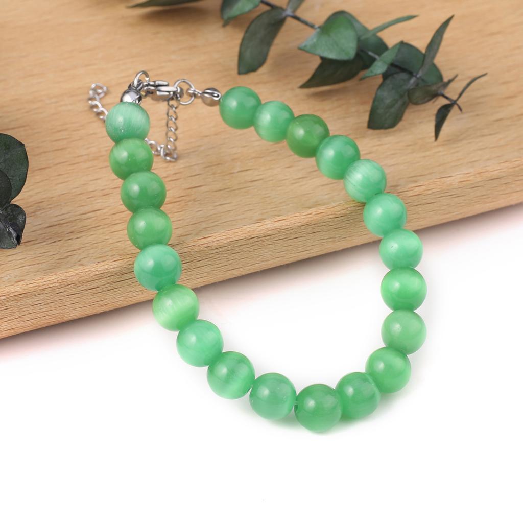 Γυναικείο Βραχιόλι Φυσική Πέτρα Χάντρες Μάτι της Γάτας 8X8 MM Γούρια Για Γυναίκες Ρομαντικό Δώρο Γενεθλίων