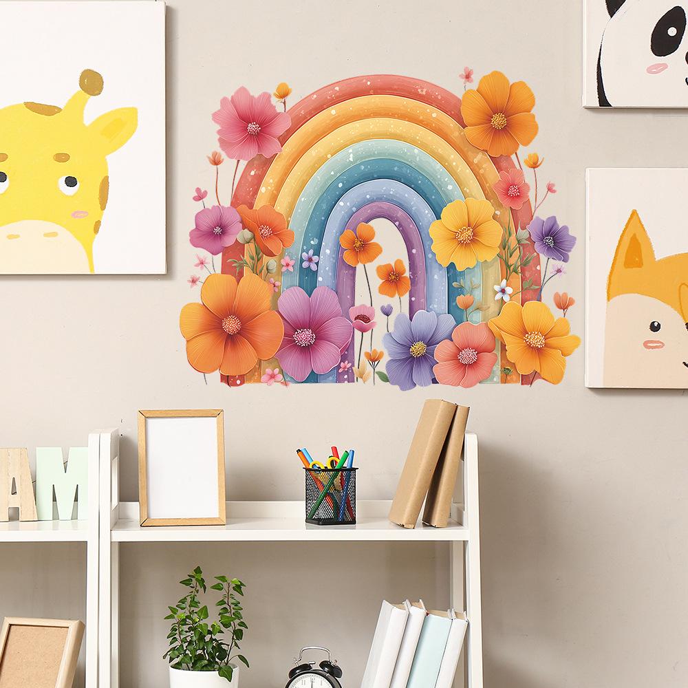Watercolor Floral Rainbow Stickers for The Entrance, Bedroom, Home Decoration and Beautification Wall