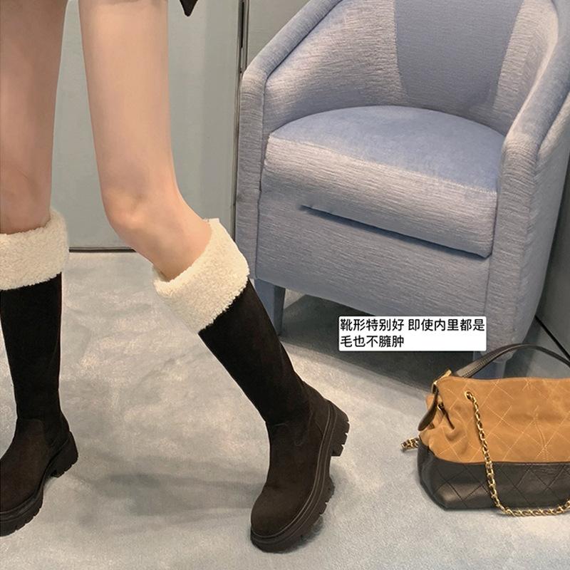 Women's fur one thick bottom heightening winter lightweight padded warm snow boots non-slip wear casual sneakers long cotton boots