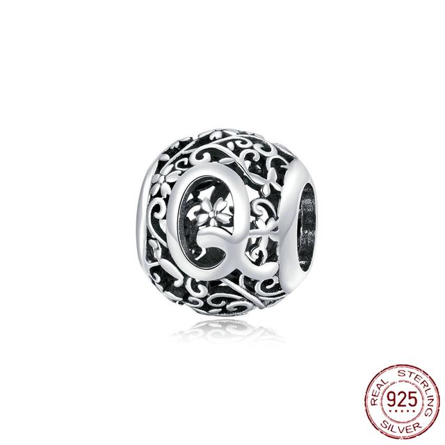 New 925 Sterling Silver Birthstone Heart Pendant Letter Series Bead Fit Original Fashion Charms Bracelet Women Jewelry Diy Gift