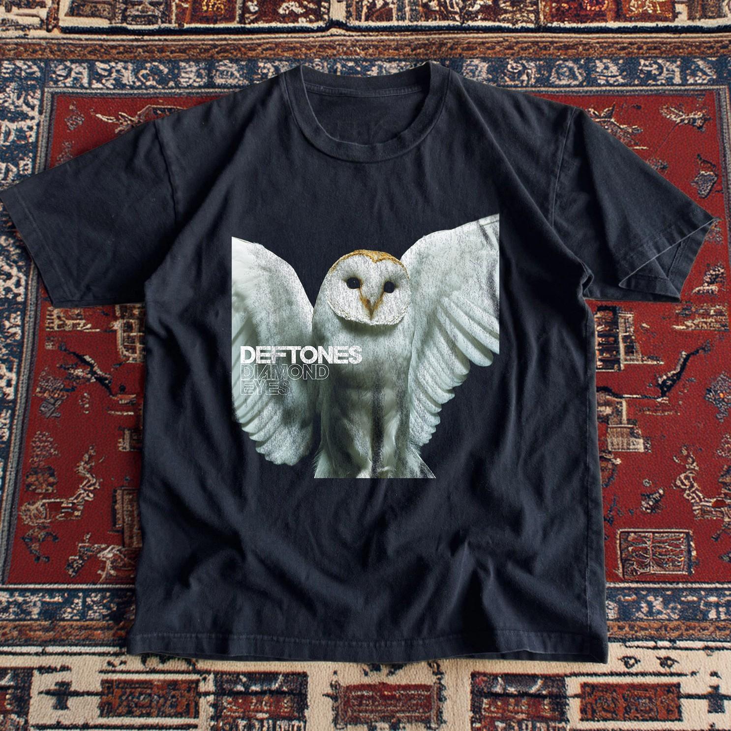 HOT! Deftones Diamond Eyes Album Rock Band Black Heavy Cotton T-Shirt M