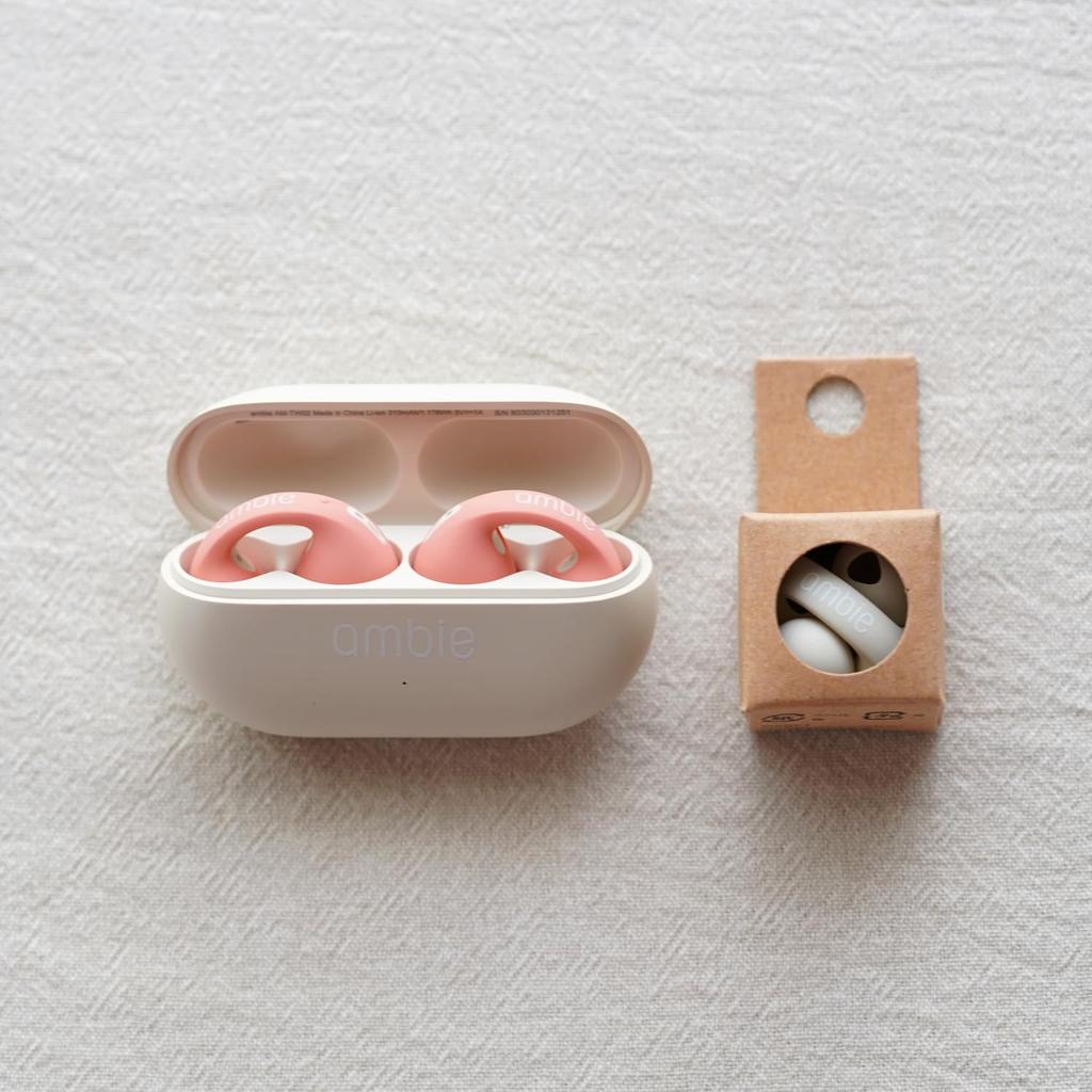 Ambie Sound Earcuffs Starter Set Earphone X AM-TW02 (FLAMINGO Beige)