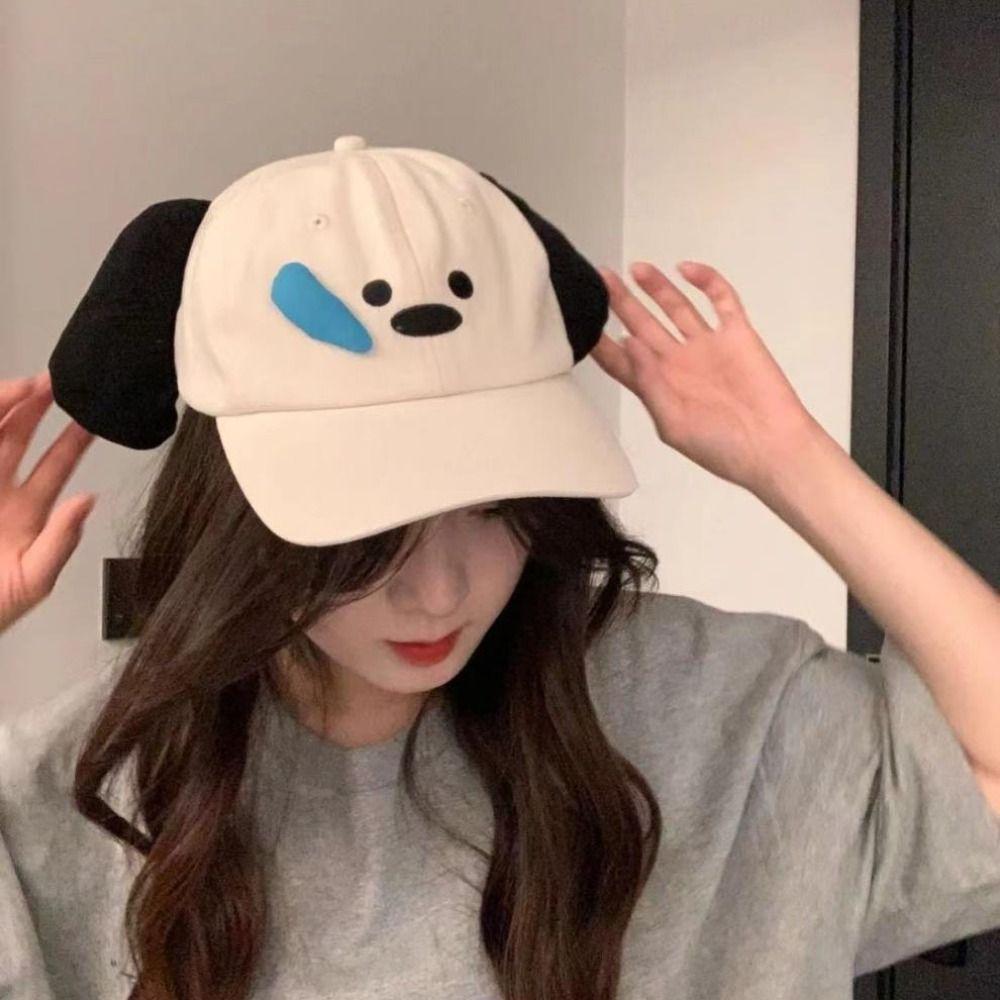 Cute Runny Nose Dog Baseball Cap Embroidery Y2k Cartoon Sun Hat Dad Hat Korean Style Peaked Cap Men