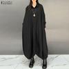 ZANZEA Lässige Damen-Overalls mit Umlegekragen und langen Ärmeln