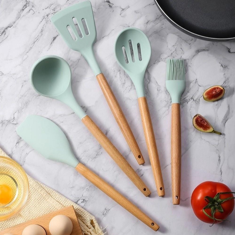 12pcs Heat Resistant Non-Stick Cookware Set Wooden Handle Soup Spoon Baking Shovel  Cooking