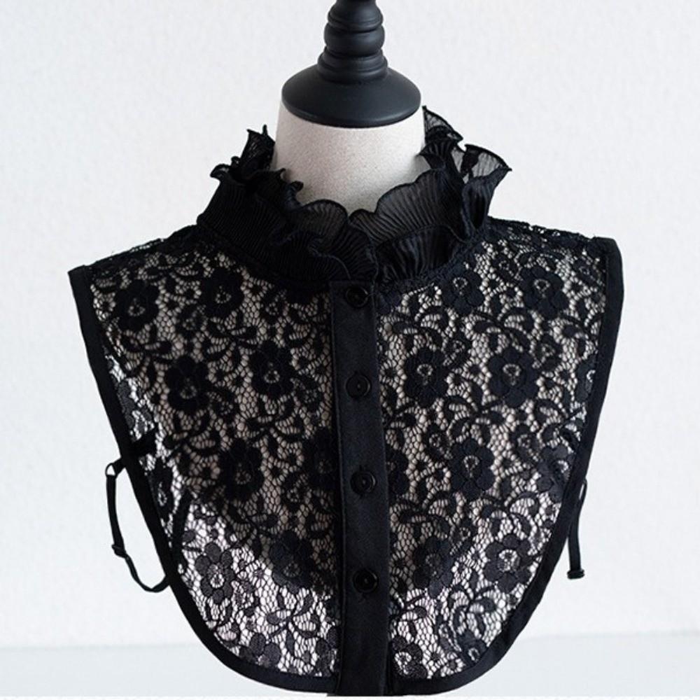 Pusta Kwiatowa Odpinana Sztuczna Koszula z Kołnierzykiem Łatwa do Dopasowania Regulowany Dekolt Koronkowy Klapy Połowa Koszuli Damska