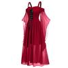 Women Plus Size Cold Shoulder Butterfly Sleeve  Halloween Gothic Dress