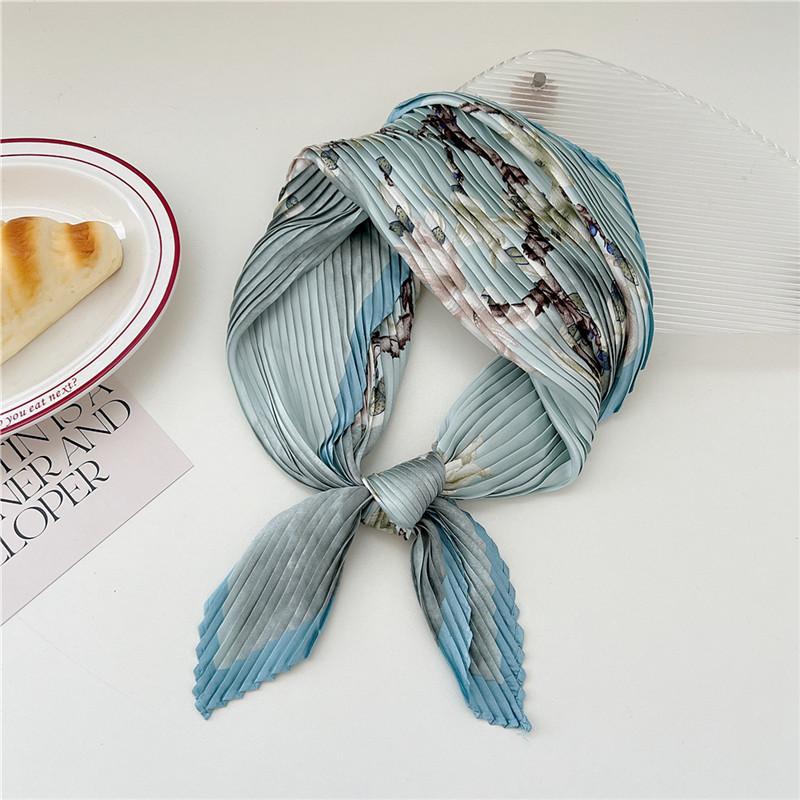 70cm Crumpled Scarf Kerchief Print Square Scarves Women DIY Hair Band Ribbon Headscarf Bandanas Headband Neck Wraps Neckerchief