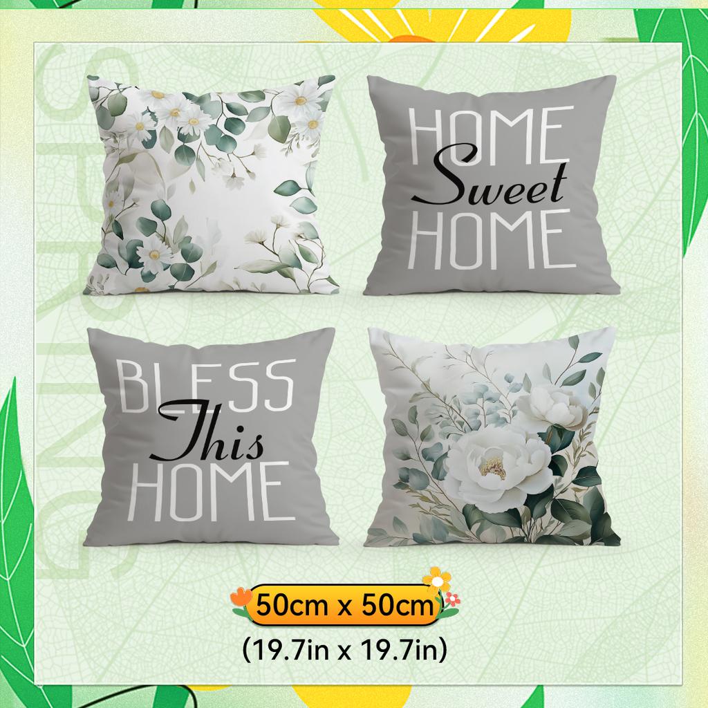 Eucalyptus Blessings Pillowcase Printed Polyester 40/45/50Cm Throw Pillowcover Decorative Sofa Cushion Pillowslip Home Decor