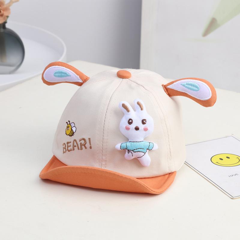 

Baseball Duckbill Cap For Sun Protection Cartoon Embroidery Soft Fabric Cotton помаранчевий
