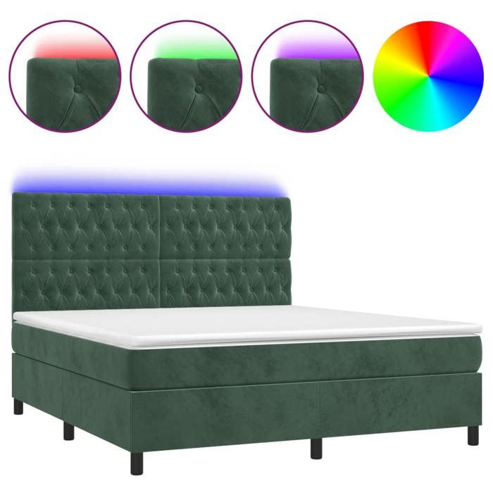 VidaXL Sommier à Lattes de Lit avec Matelas et LED, Lit Rembourré, Lit Double, Lit Adulte de Chambre à Coucher Intérieur, 3136314