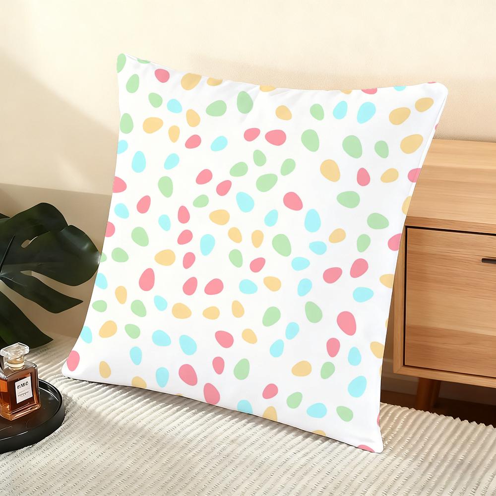 Happy Easter Cushion Cover Soft Short Plush Pillow Cover Smooth Cozy Texture Aesthetic Cushion Case Home Decor