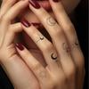 Stern-Mond Linien Finger Tattoo Aufkleber Wasserdicht Und Langlebig Damen, Einfache Schwarze Mond Sterne, Mini Kleine Muster Aufkleber