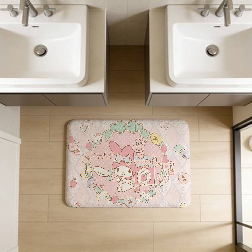 Cute M-my Melody Bathroom Mat Anti-slip Absorb Water Long Strip Cushion Bedroon Mat Welcome Doormat
