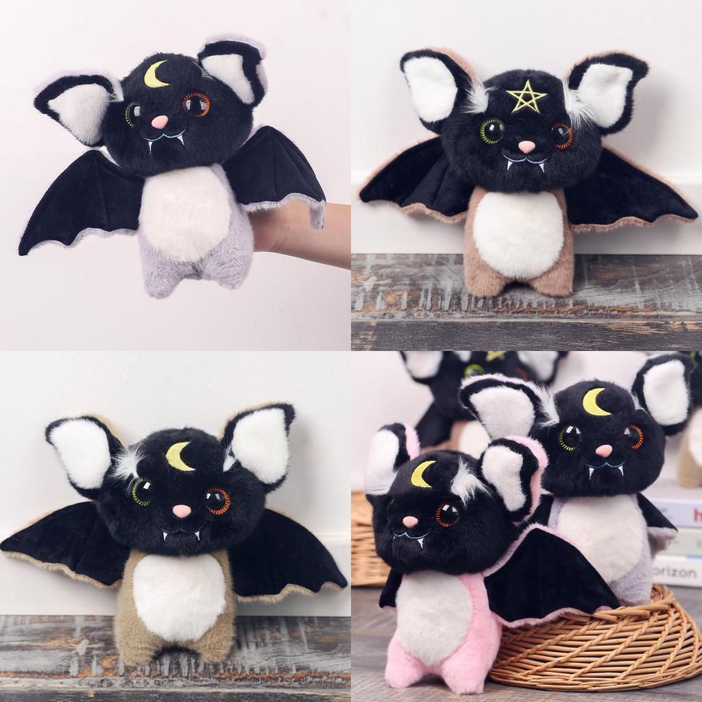 Soft Bat Stuffed Animal With Moon And Star Embroidery Design For Girls And Children