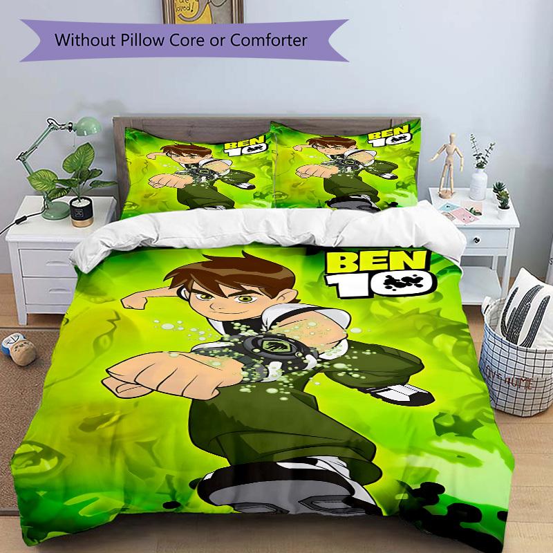 3pcs Bedding Set Ben 10 Alien Force Includes 1 Comforter+2 Pillowcases, Without Pillow Inserts, Soft Comfortable, Lightweight Breathable,210