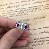 Cute Women Men Simple Design Rings Vintage Owl Frog Smiling Ring For Woman Girl Ancient Silver Color Retro Punk Jewelry Gift